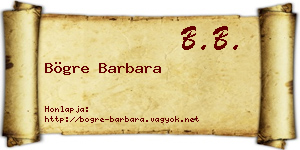 Bögre Barbara névjegykártya